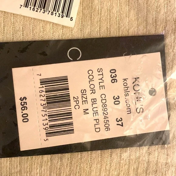 NWT Cuddle Duds Sweater Knit V-Neck Pajama Set MEDIUM, Blue Plaid - Picture 4 of 5